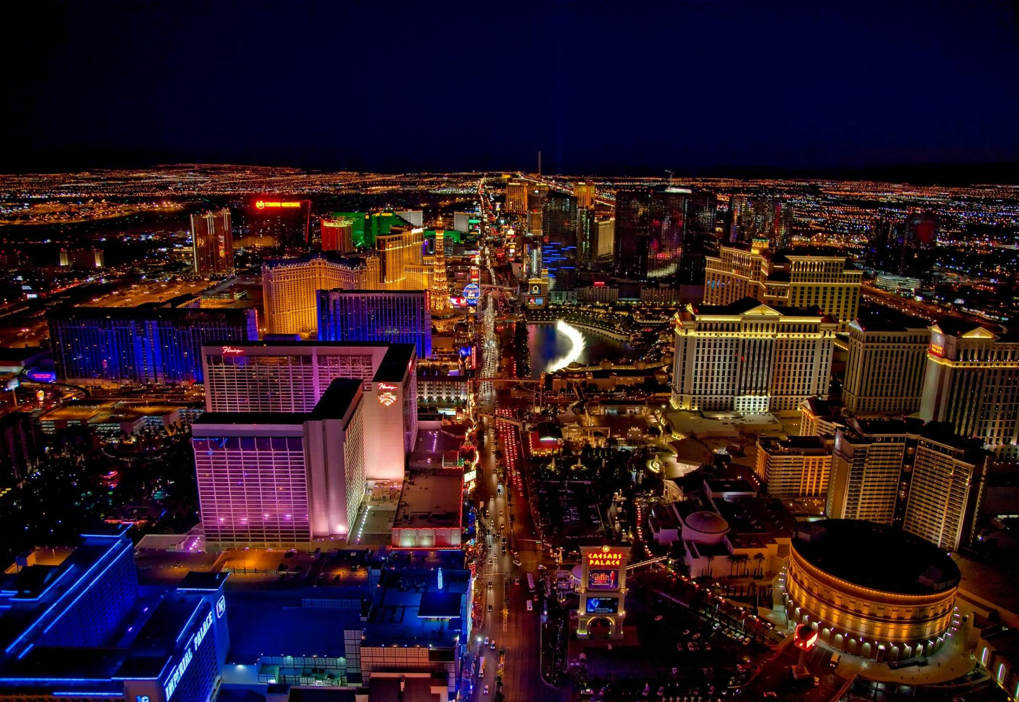 Aerial view of the Las Vegas Strip.
